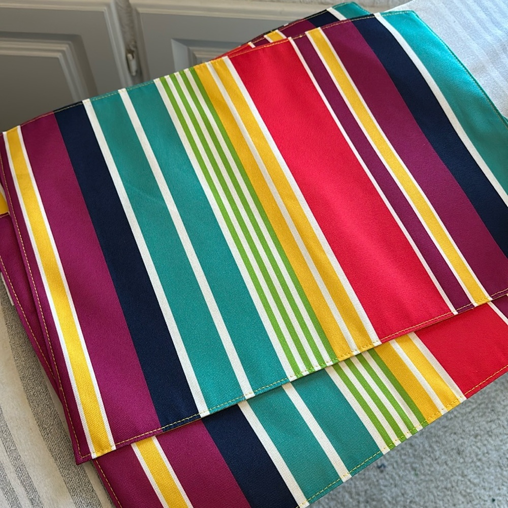 NWOT SONOMA OUTDOORS PLACEMATS. Set of 4. Colorful stripes. Never used.